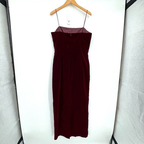 Maggy London Velvet Slip Dress Womens‎ Vintage Formal Burgundy Fitted Spaghetti - Picture 6 of 7